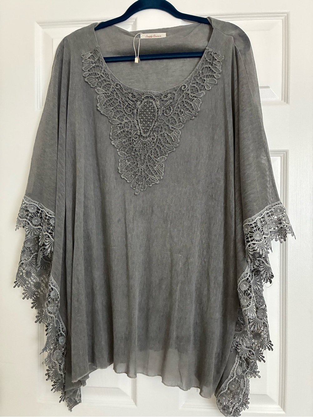 Simply Couture Gray Crochet-Trim Tunic